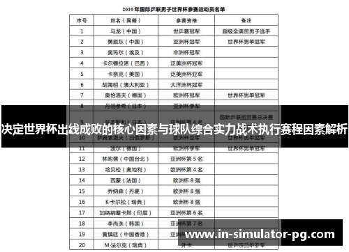 决定世界杯出线成败的核心因素与球队综合实力战术执行赛程因素解析