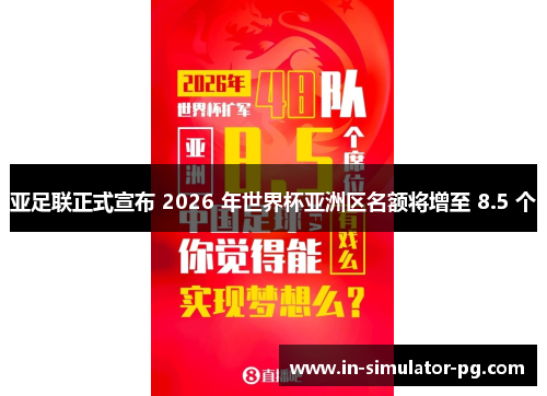 亚足联正式宣布 2026 年世界杯亚洲区名额将增至 8.5 个 亚足联正式宣布 2026 年世界杯亚洲区名额将增至 8.5 个